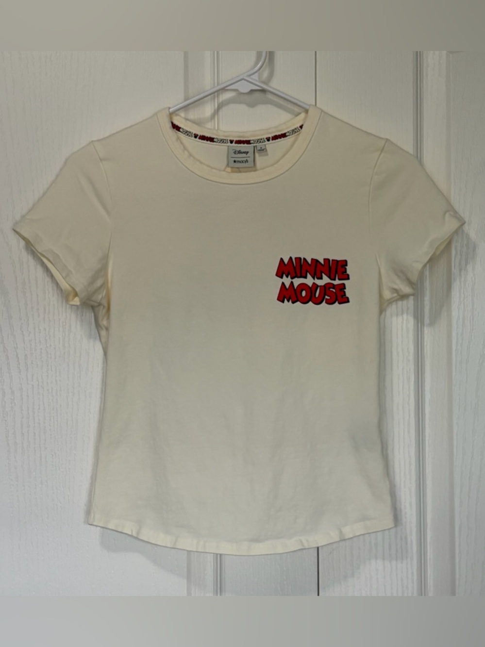 NWOT Disney x Macy’s Minnie Mouse Shirt Crop Snug Small Cream